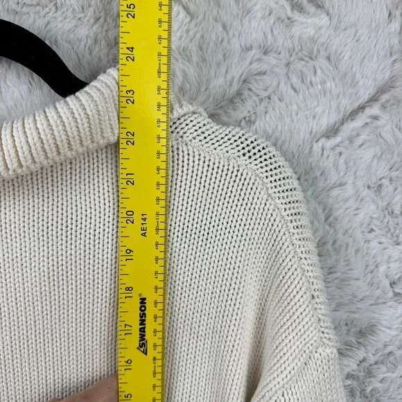 Quince Cropped Polo Sweater Womens Medium Ivory Black Striped Cotton Preppy - Picture 10 of 12